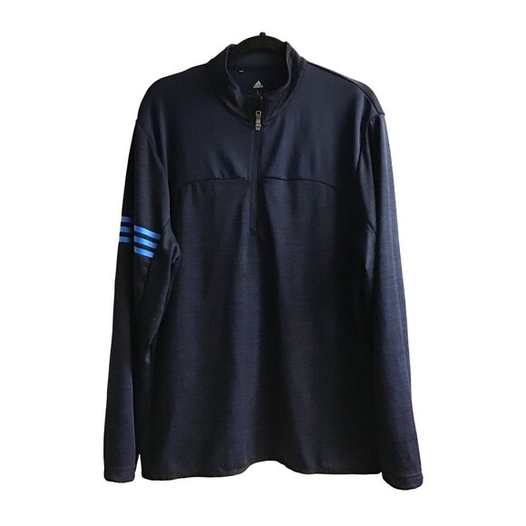 ADIDAS- MENS NAVY GOLF  PULLOVER HALF ZIP UP CLOSURE LONG SLEEVE SIZE LARGE - Picture 1 of 6